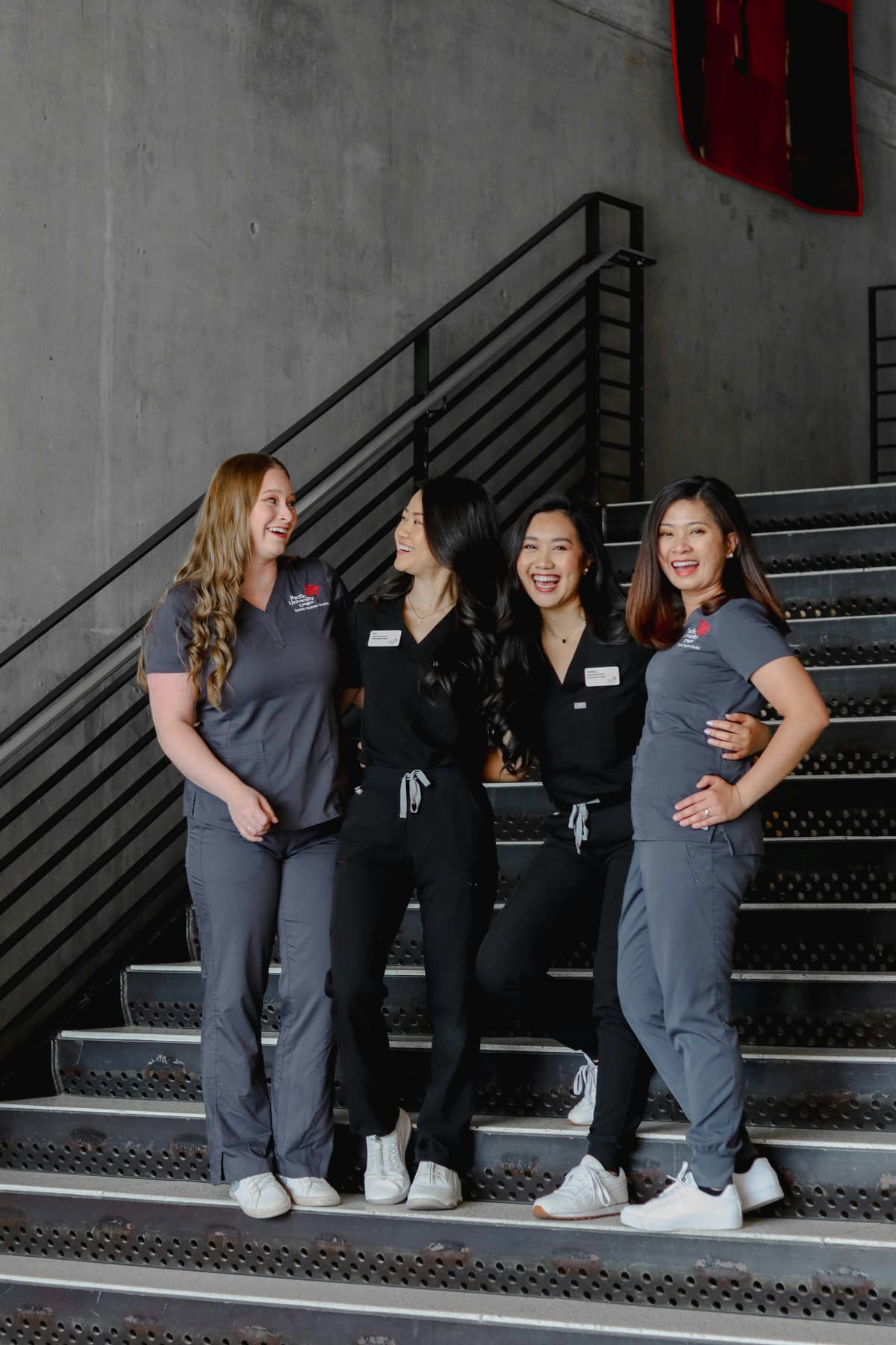 Nursing students in scrubs